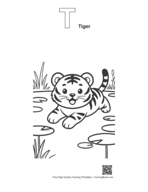 Thumbnail: Bengal Tiger Coloring Page Printable Outline Alphabet T Tiger