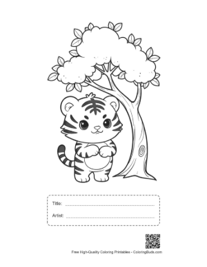 Thumbnail: Bengal Tiger Coloring Page Printable with Title and Artist Box