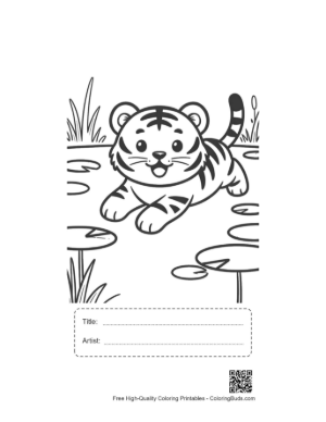 Thumbnail: Bengal Tiger Coloring Page Printable with Title and Artist Box