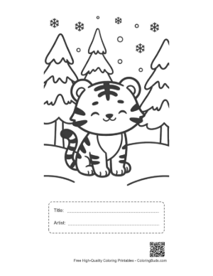 Thumbnail: Bengal Tiger Coloring Page Printable with Title and Artist Box