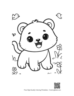 Thumbnail: Chubby Baby Tiger Cub Standing in the Wild Printable