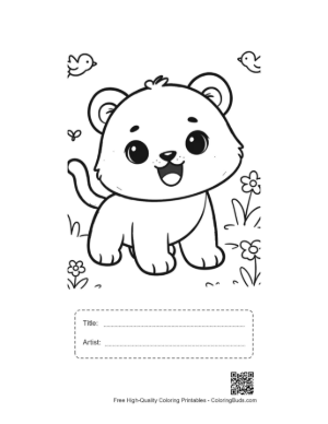 Thumbnail: Chubby Baby Tiger Cub Standing in the Wild Printable with Title and Artist Box