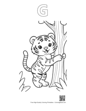 Thumbnail: Cute Bengal Tiger Printable Outline Alphabet G