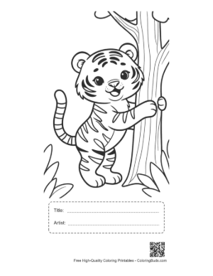 Thumbnail: Cute Bengal Tiger Printable with Title and Artist Box