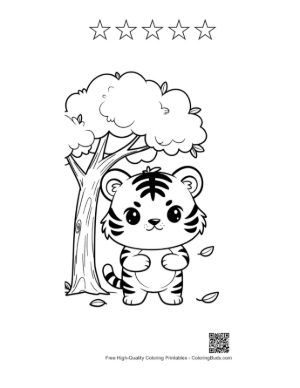 Thumbnail: Easy Bengal Tiger Coloring Sheet Printable and 5 Star Outline
