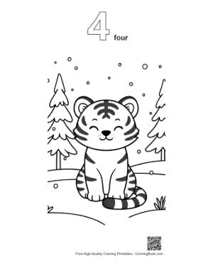 Thumbnail: Easy Bengal Tiger Printable Outline Number 4