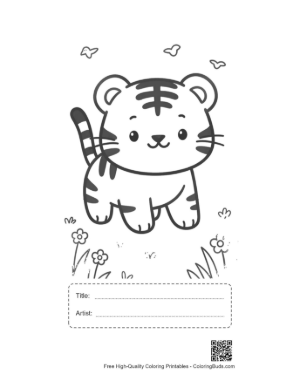 Thumbnail: Easy Bengal Tiger to Color Printable with Title and Artist Box