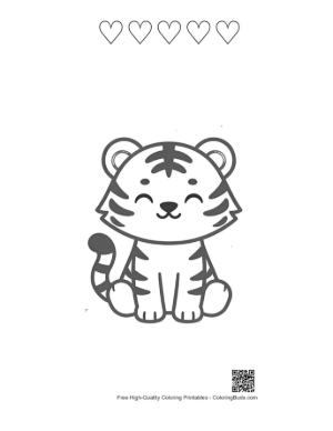 Thumbnail: Free Bengal Tiger Coloring Sheet Printable and 5 Heart Outline