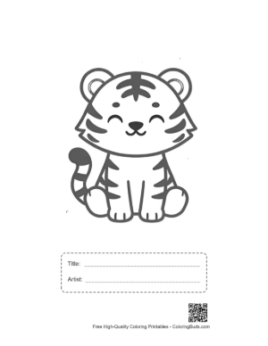 Thumbnail: Free Bengal Tiger Coloring Sheet Printable with Title and Artist Box