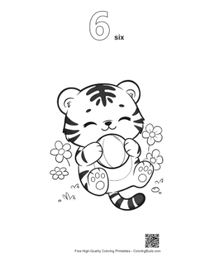 Thumbnail: Free Bengal Tiger Printable Outline Number 6