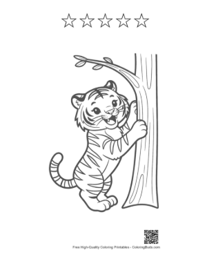 Thumbnail: Happy Baby Tiger Practicing Climbing Skills Printable and 5 Star Outline