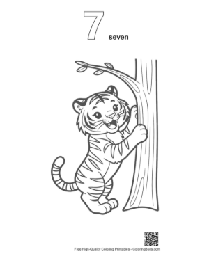 Thumbnail: Happy Baby Tiger Practicing Climbing Skills Printable Outline Number 7
