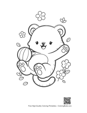 Thumbnail: Playful Tiger Cub Rolling with a Yarn Ball Printable