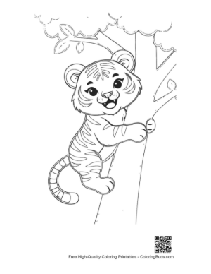Thumbnail: Adorable Siberian Tiger Cub Exploring the Jungle Trees Printable