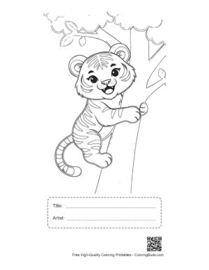 Thumbnail: Adorable Siberian Tiger Cub Exploring the Jungle Trees Printable with Title and Artist Box
