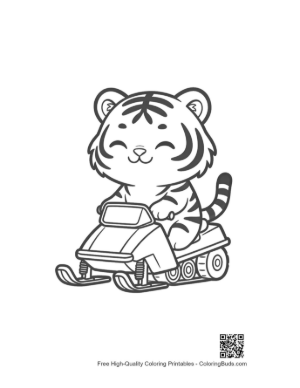 Thumbnail: Cute Siberian Tiger Cub Riding a Snowmobile Through the Snow Printable