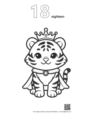 Thumbnail: King Siberian Tiger Cub with a Crown in a Winter Kingdom Printable Outline Number 18