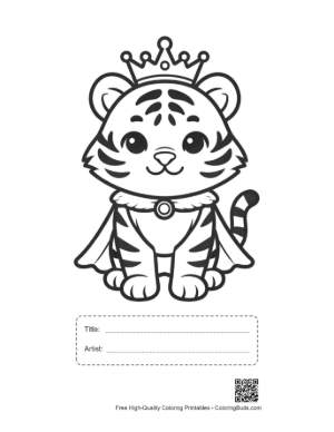 Thumbnail: King Siberian Tiger Cub with a Crown in a Winter Kingdom Printable with Title and Artist Box