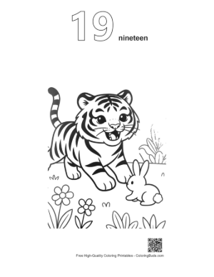 Thumbnail: Siberian Tiger Cub Watching a Bunny Hop in the Grass Printable Outline Number 19