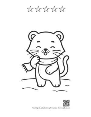 Thumbnail: Cute Baby Tiger in a Winter Coat Enjoying the Cold Printable and 5 Star Outline