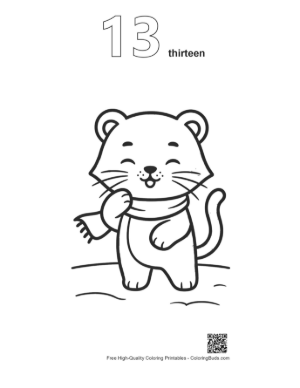 Thumbnail: Cute Baby Tiger in a Winter Coat Enjoying the Cold Printable Outline Number 13