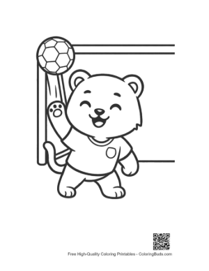 Thumbnail: Goalie White Tiger Cub Standing in Front of a Net Printable