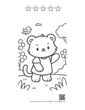 Thumbnail: Little Girl Tiger Cub Waving in Her Favorite Outfit Printable and 5 Star Outline