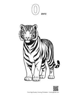 Thumbnail: Majestic White Tiger Outline Printable Outline Number 0