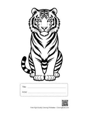 Thumbnail: Majestic White Tiger Portrait Printable with Title and Artist Box