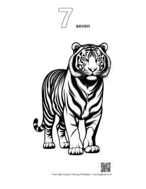 Thumbnail: Majestic White Tiger Stands Boldly Printable Outline Number 7
