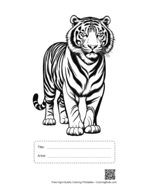 Thumbnail: Majestic White Tiger Stands Boldly Printable with Title and Artist Box