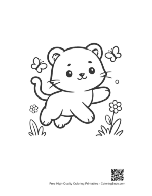 Thumbnail: Playful Baby Tiger Cub Flying Through the Air in Nature Printable
