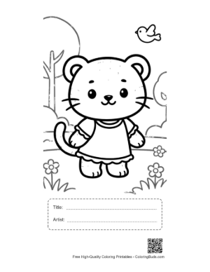 Thumbnail: Sweet Tiger Cub Wearing a Cute Summer Dress Printable with Title and Artist Box