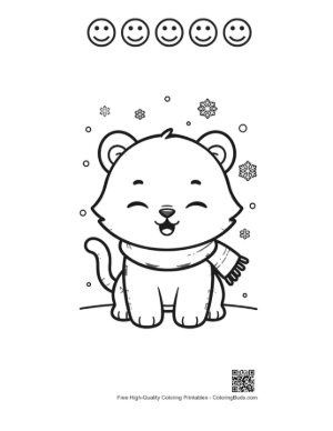 Thumbnail: White Tiger for Kids Printable and 5 Happy Face Outline