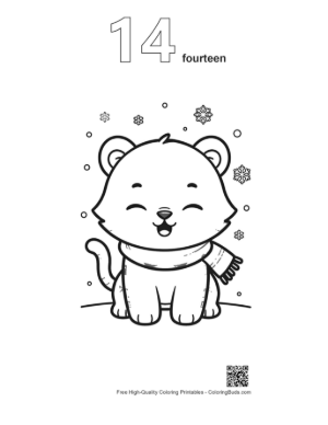 Thumbnail: White Tiger for Kids Printable Outline Number 14