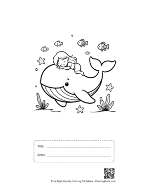 Thumbnail: Blue Whale and Girl Swimming with Fish Printable with Title and Artist Box
