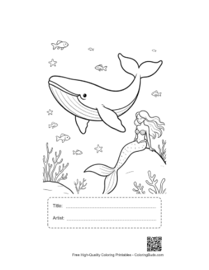 Thumbnail: Blue Whale and Mermaid Under the Bright Sun Printable with Title and Artist Box