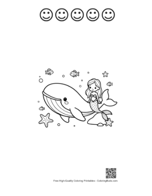 Thumbnail: Blue Whale Coloring Sheet Printable and 5 Happy Face Outline