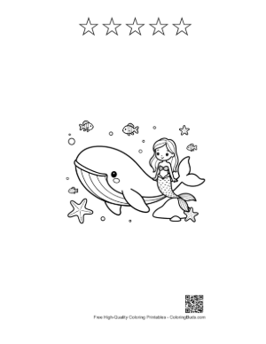 Thumbnail: Blue Whale Coloring Sheet Printable and 5 Star Outline