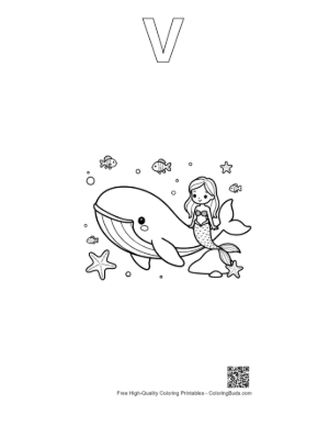 Thumbnail: Blue Whale Coloring Sheet Printable Outline Alphabet V