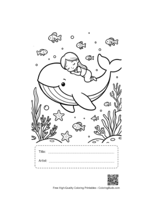 Thumbnail: Blue Whale Coloring Sheet Printable with Title and Artist Box