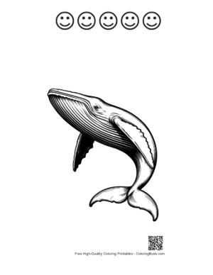 Thumbnail: Blue Whale Leaping Gracefully Printable and 5 Happy Face Outline