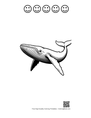Thumbnail: Blue Whale Line Art Illustration Printable and 5 Happy Face Outline