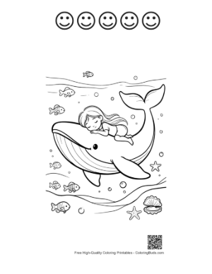 Thumbnail: Cute Blue Whale Printable and 5 Happy Face Outline