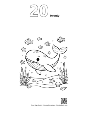 Thumbnail: Cute Whale Smiling in a Bubble-Filled Ocean Printable Outline Number 20