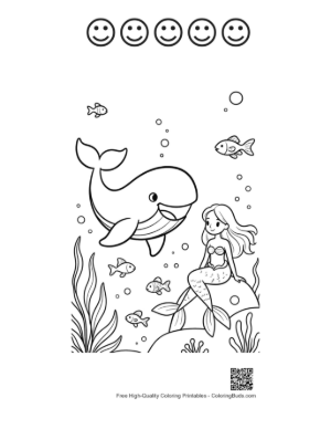 Thumbnail: Download Blue Whale Coloring Page Printable and 5 Happy Face Outline