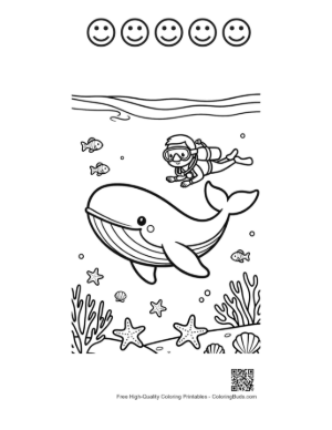 Thumbnail: Download Blue Whale for Kids Printable and 5 Happy Face Outline