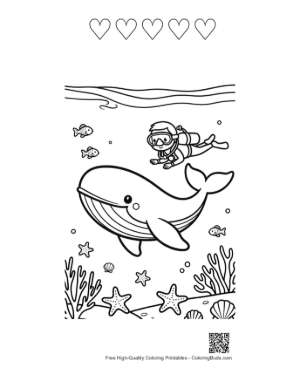 Thumbnail: Download Blue Whale for Kids Printable and 5 Heart Outline
