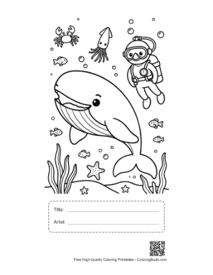 Thumbnail: Free Blue Whale Coloring Sheet Printable with Title and Artist Box