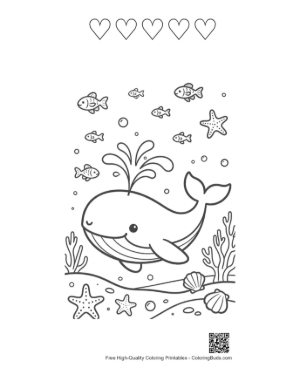 Thumbnail: Free Blue Whale Printable and 5 Heart Outline